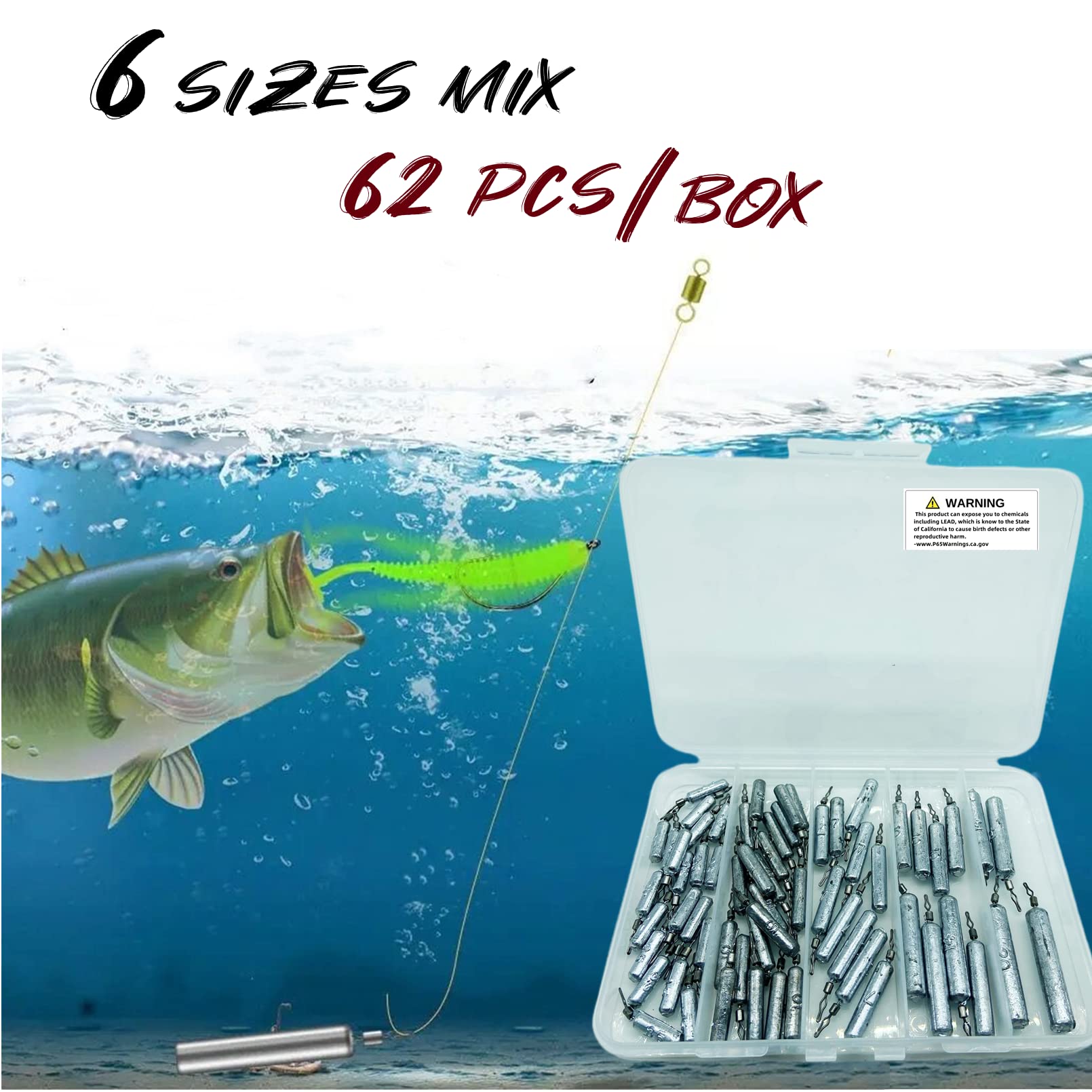 Bass fishing rigs with lead weight sinkers for versatile setups.