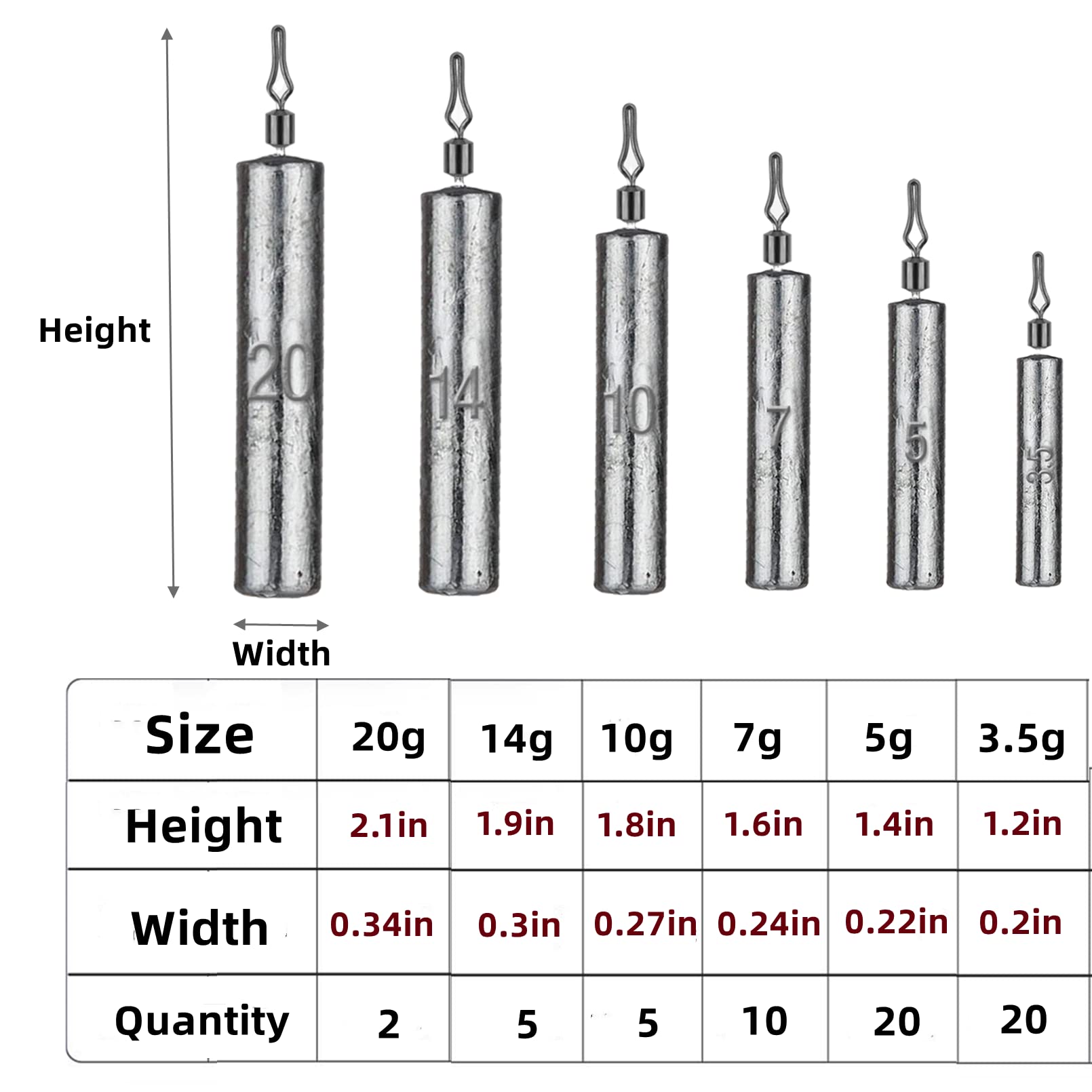 Boxed 62-piece set of fishing sinkers with mixed weight sizes.