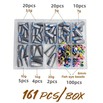 Box of 61 bullet lead fishing weights included in the kit