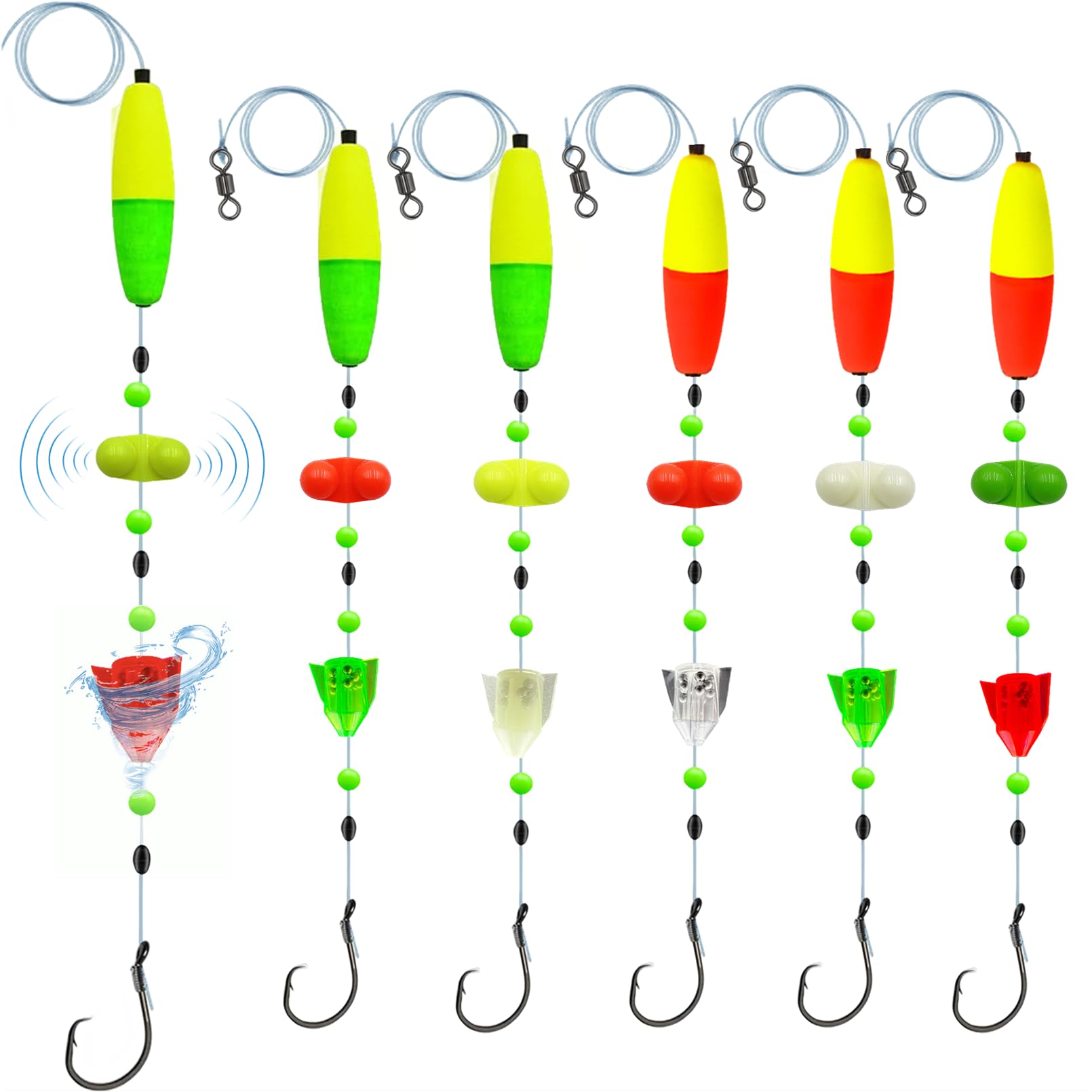 DAMIDEL 6-piece catfish fishing rigs kit with assorted colors