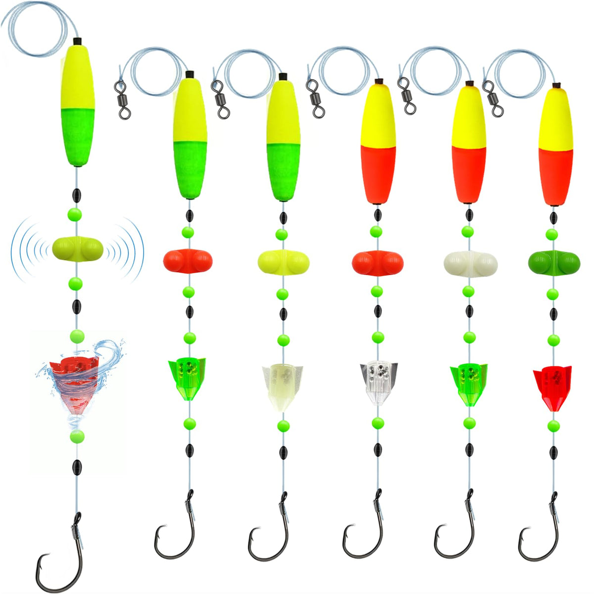 DAMIDEL 6-piece catfish fishing rigs kit with assorted colors