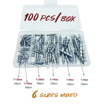 Close-up of lead nail sinkers with smooth finish for worm soft plastics