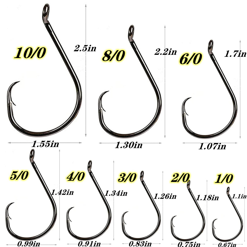 DAMIDEL octopus fishing hooks size 4/0 in 200-piece box