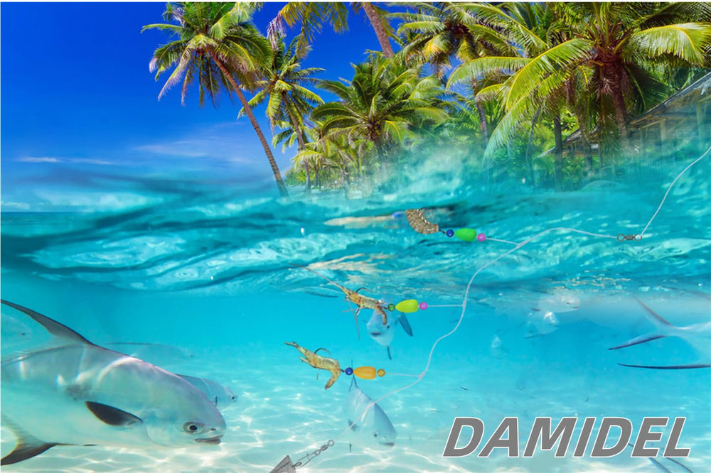 Close up of triple float and triple 3/0 circle hooks