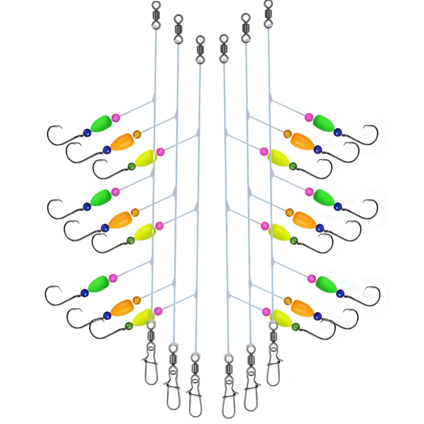 Six rigs laid out showing random colors
