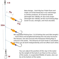 Upgraded 12/0 fishing line, 50-inch length for pompano rigs