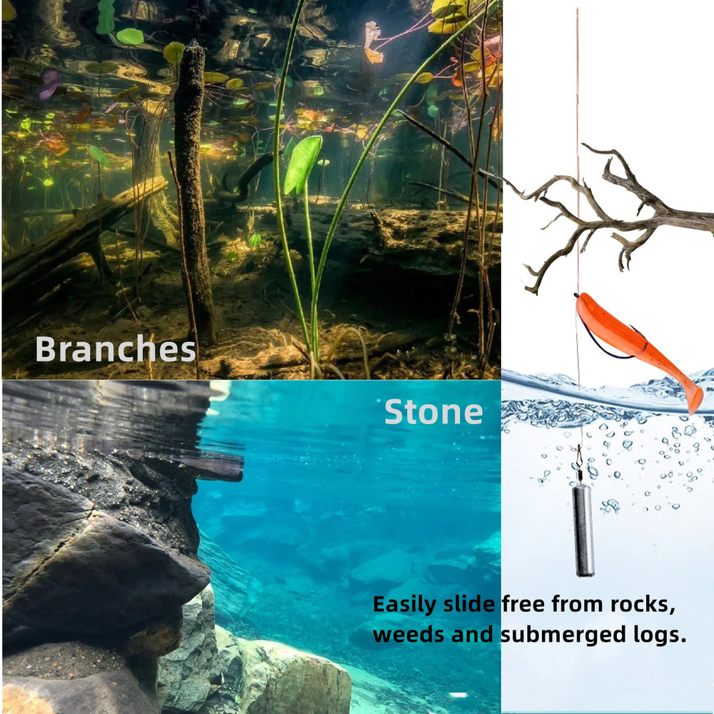 Weights suitable for freshwater and saltwater fishing in various waters.