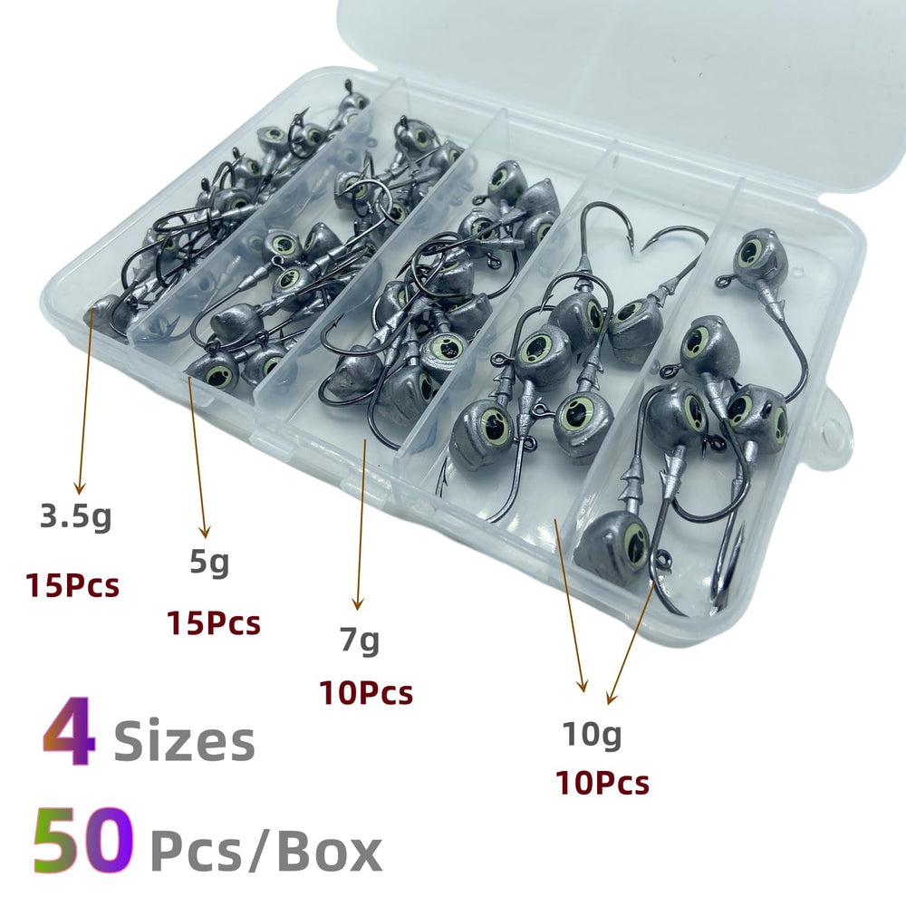 Four sizes of DAMIDEL swimbait jig heads: 1/8oz, 1/5oz, 1/4oz, 3/8oz