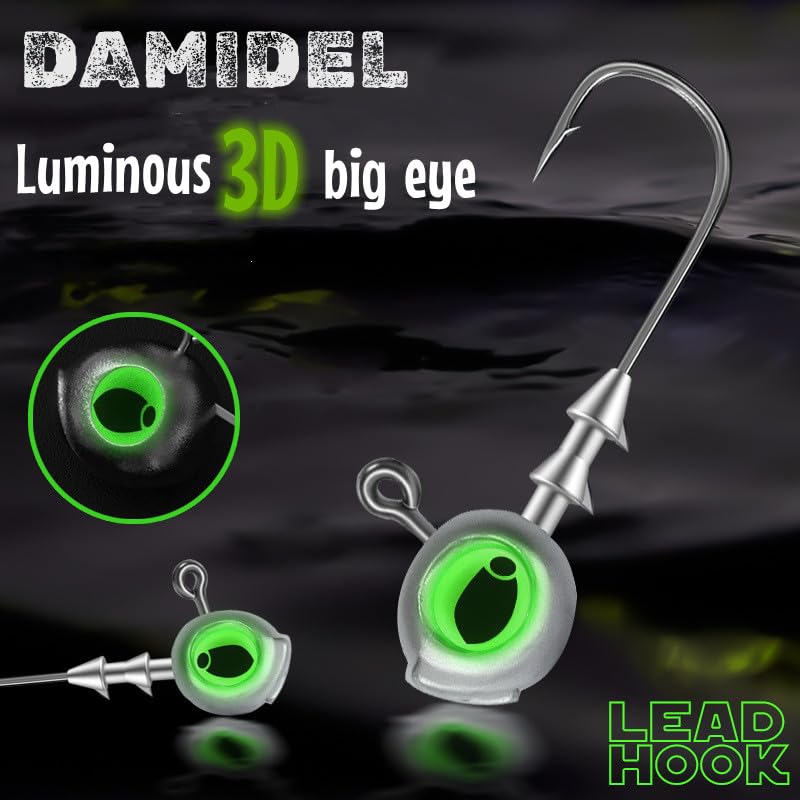 Jig heads with luminous 3D holographic eyes