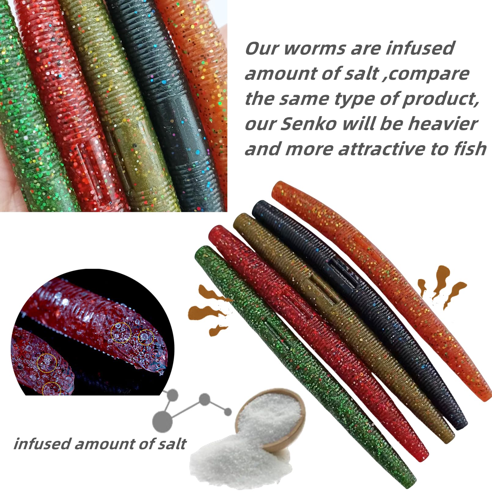 Black Blue Flake color mix for Wacky Worms