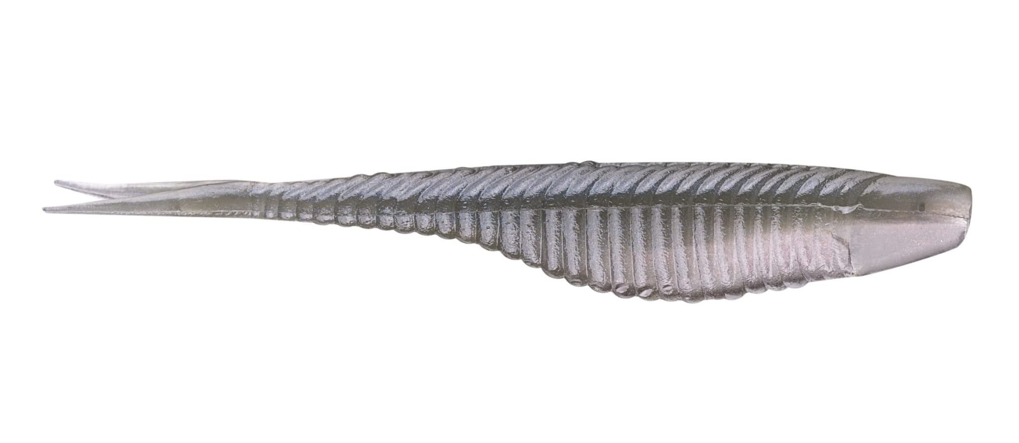 Damiki Armor Shad 2.5-inch ribbed texture improves bite holds.