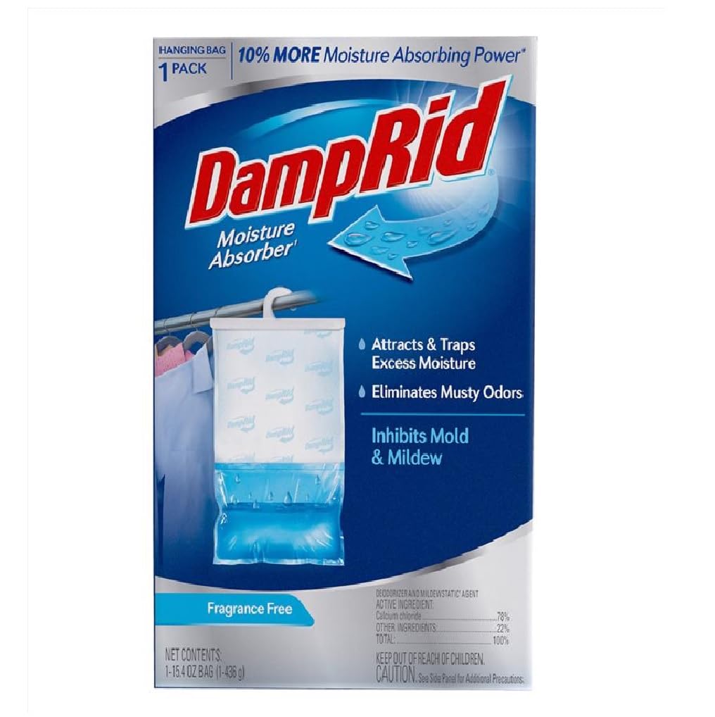 DampRid Hanging Moisture Absorber No Scent 15.4 oz traps moisture and reduces musty odors.