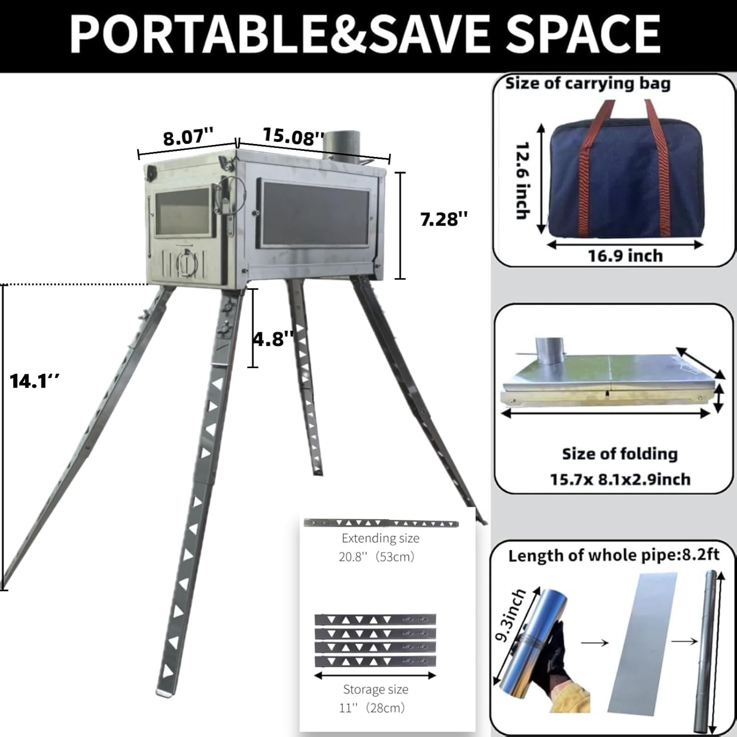 DANCHEL OUTDOOR HS6 heightened legs at 36 cm raise stove height