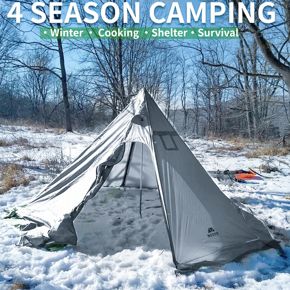 DANCHEL OUTDOOR 4-season tent in snow highlights warmth and shelter.