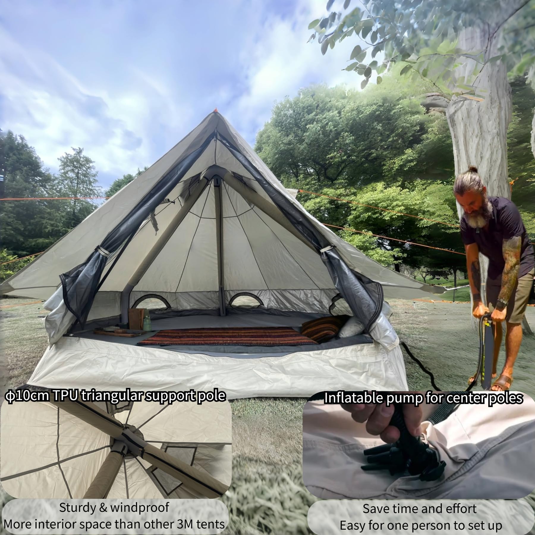 DANCHEL OUTDOOR B2I inflatable tent side entry for easy access without obstructions.