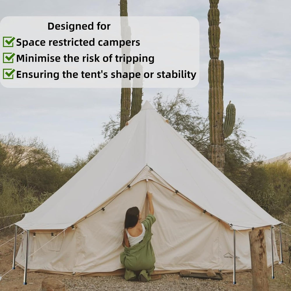 DANCHEL OUTDOOR short poles boost bell tent stability and wind resistance.