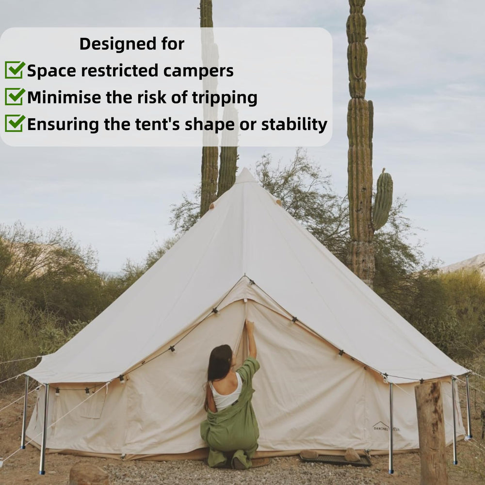 DANCHEL OUTDOOR Short Guy Poles fit canvas bell tents for stable windproof setup