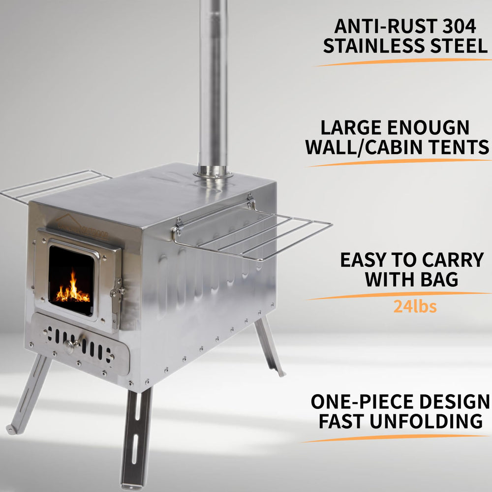 DANCHEL OUTDOOR CS6 firebox and dimensions, large capacity for long burns.