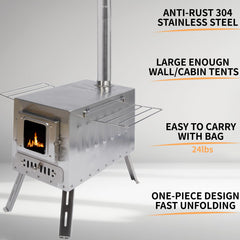 DANCHEL OUTDOOR CS6 firebox and dimensions, large capacity for long burns.