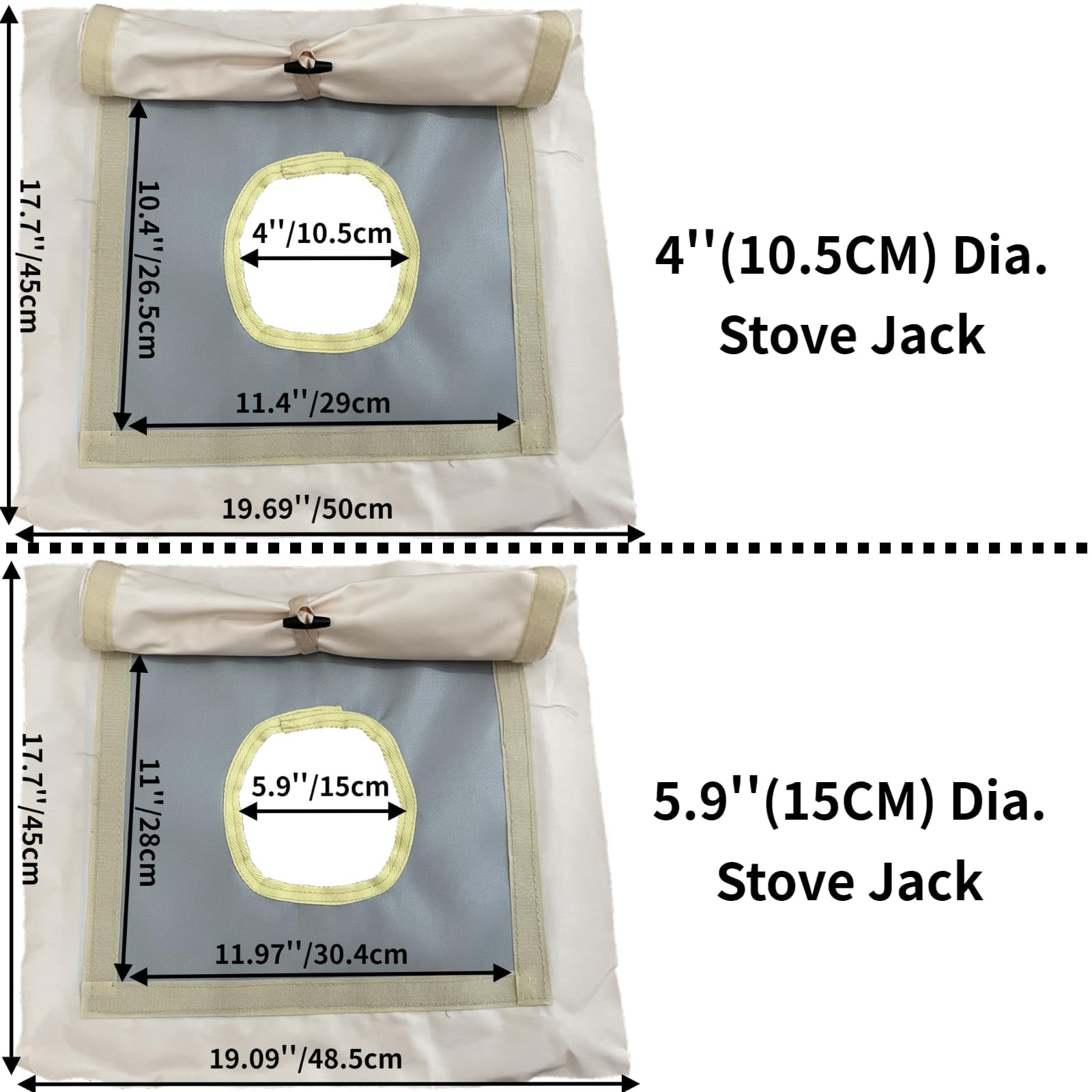 DANCHEL OUTDOOR flame-retardant fabric stove jack protects tent fabric during use.