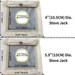 DANCHEL OUTDOOR flame-retardant fabric stove jack protects tent fabric during use.