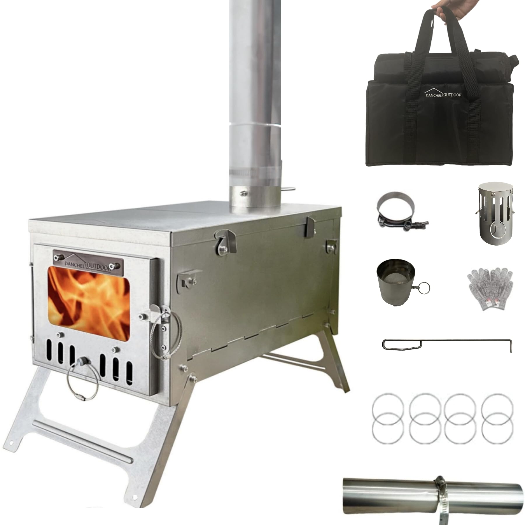 DANCHEL OUTDOOR S6 top view shows compact, portable stove ideal for backpacking warmth.