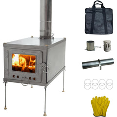 DANCHEL OUTDOOR T1 titanium hot tent stove assembly for quick backpacking setup.