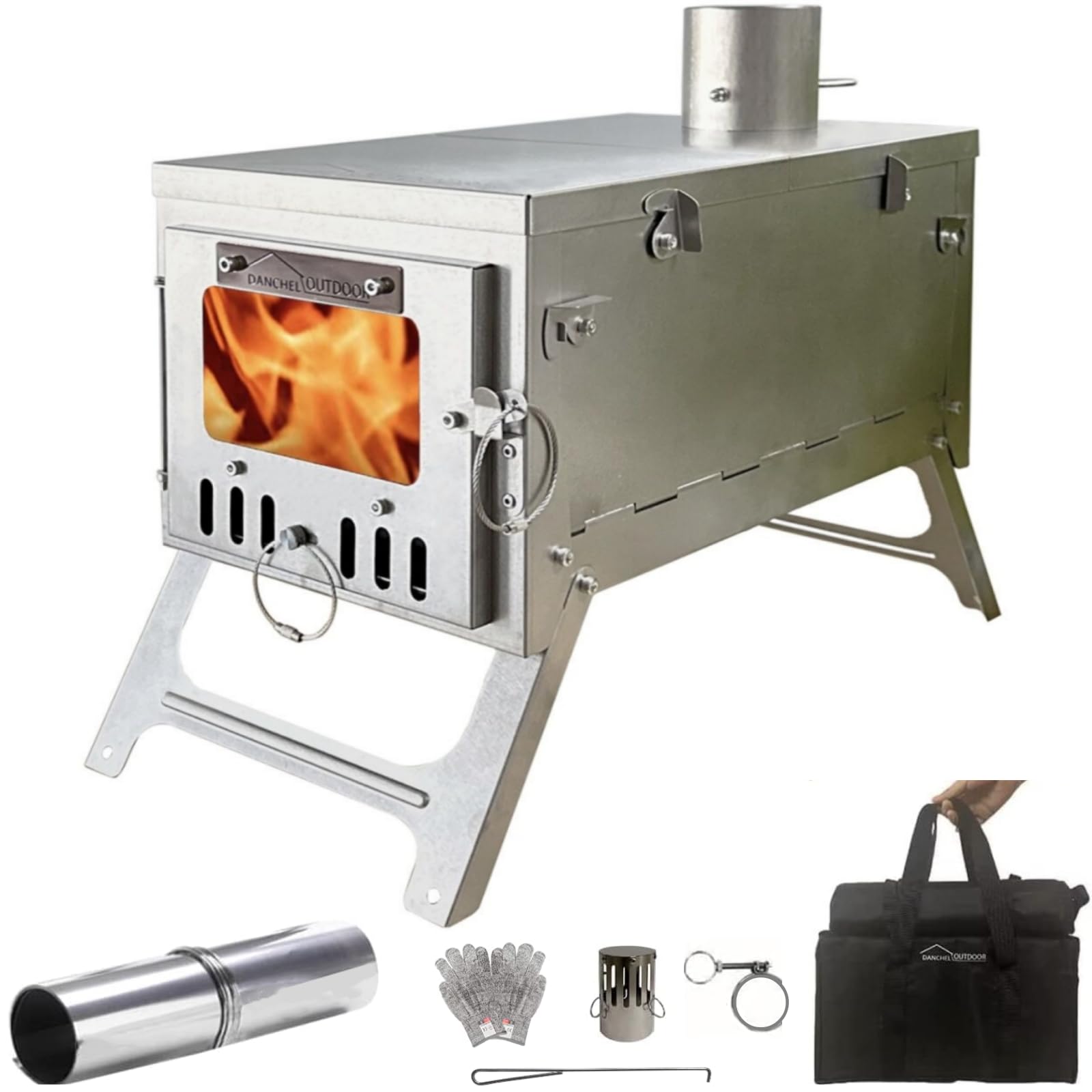 DANCHEL OUTDOOR T6 folded stove for easy backpacking and storage