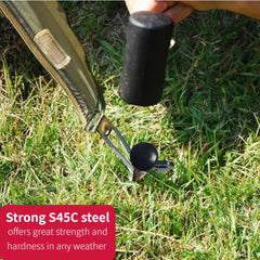 DANCHEL OUTDOOR stake with cord loop for quick removal.