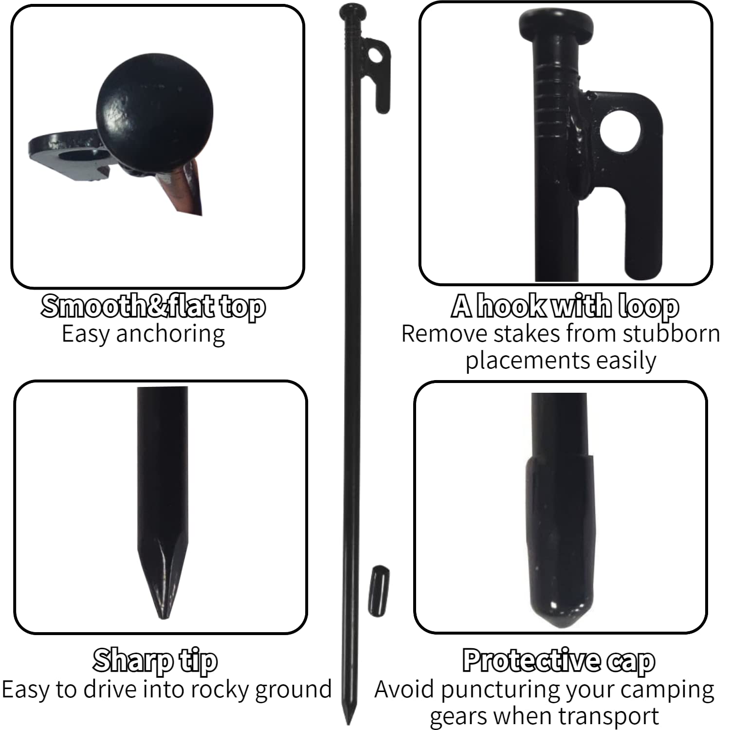 DANCHEL OUTDOOR stake wide top aids easy hammering and insertion.