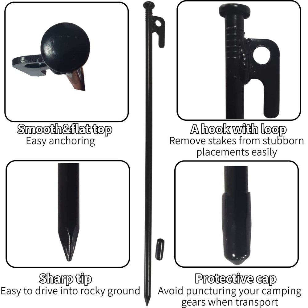 DANCHEL OUTDOOR stake wide top aids easy hammering and insertion.