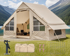 DanCoom inflatable tent exterior highlights spacious four to six person camping comfort.