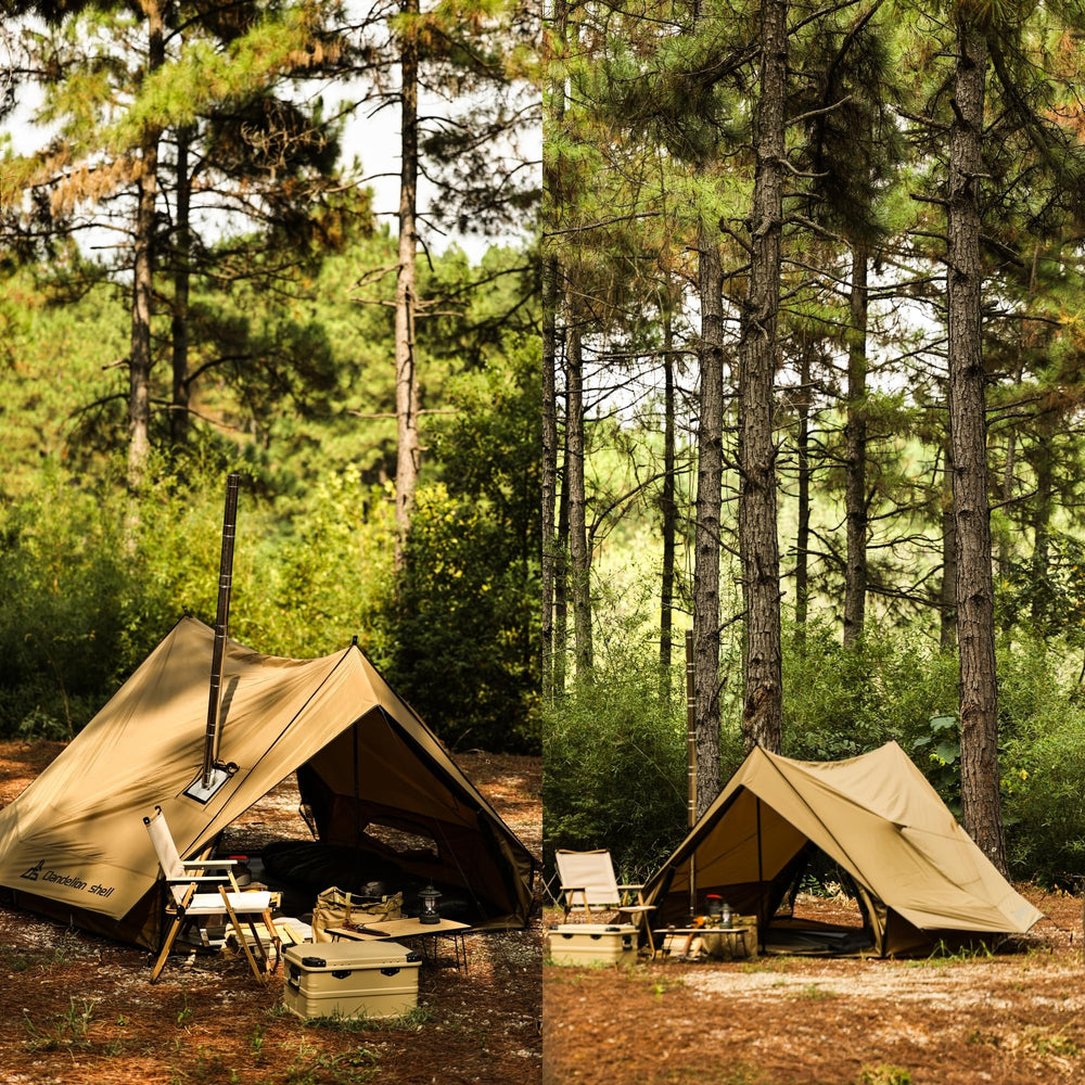 Dandelion Shell Hot Tent Cabin Plus X3 double-zipper design improves durability