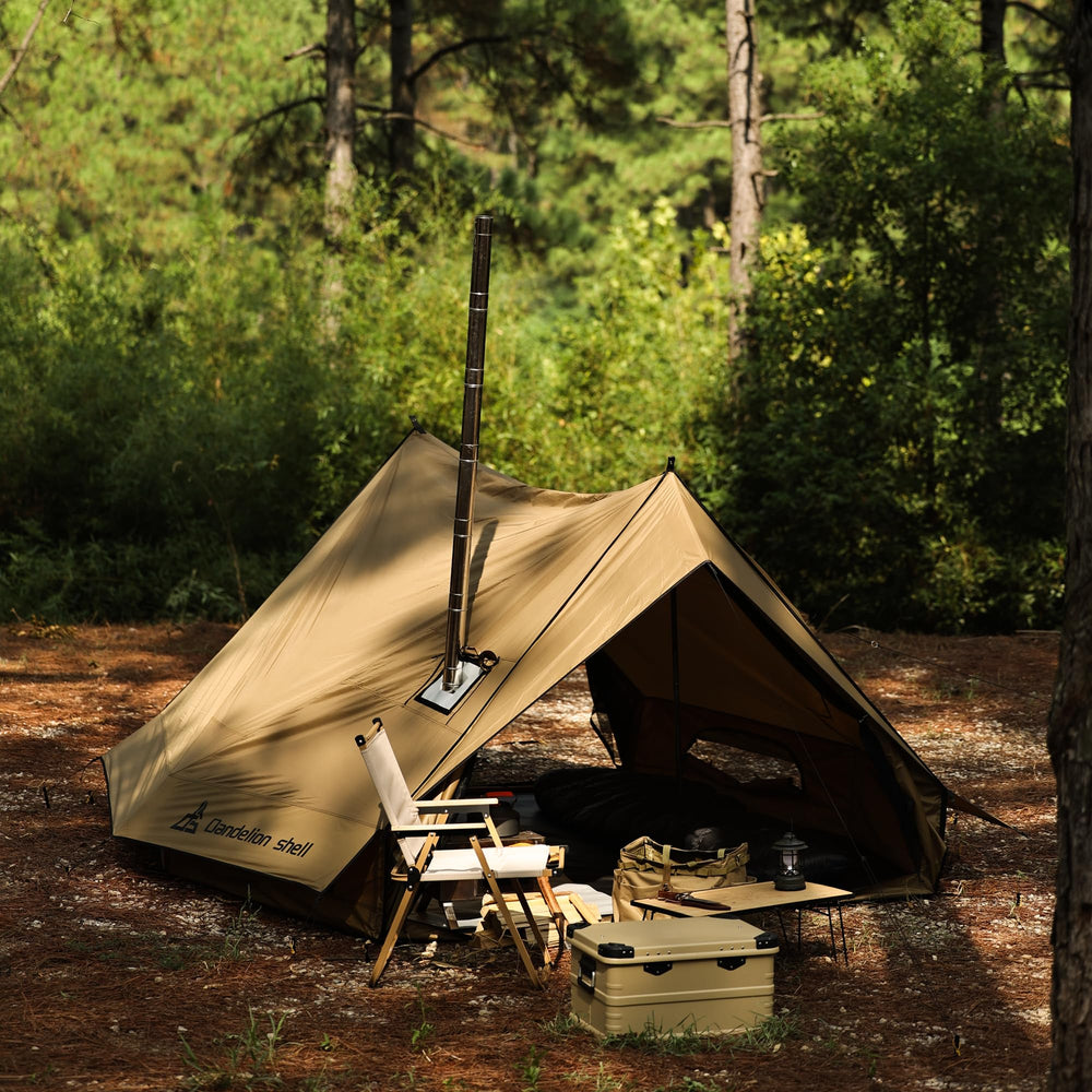 Dandelion Shell Hot Tent Cabin Plus X3 fireproof ground mat enhances safety