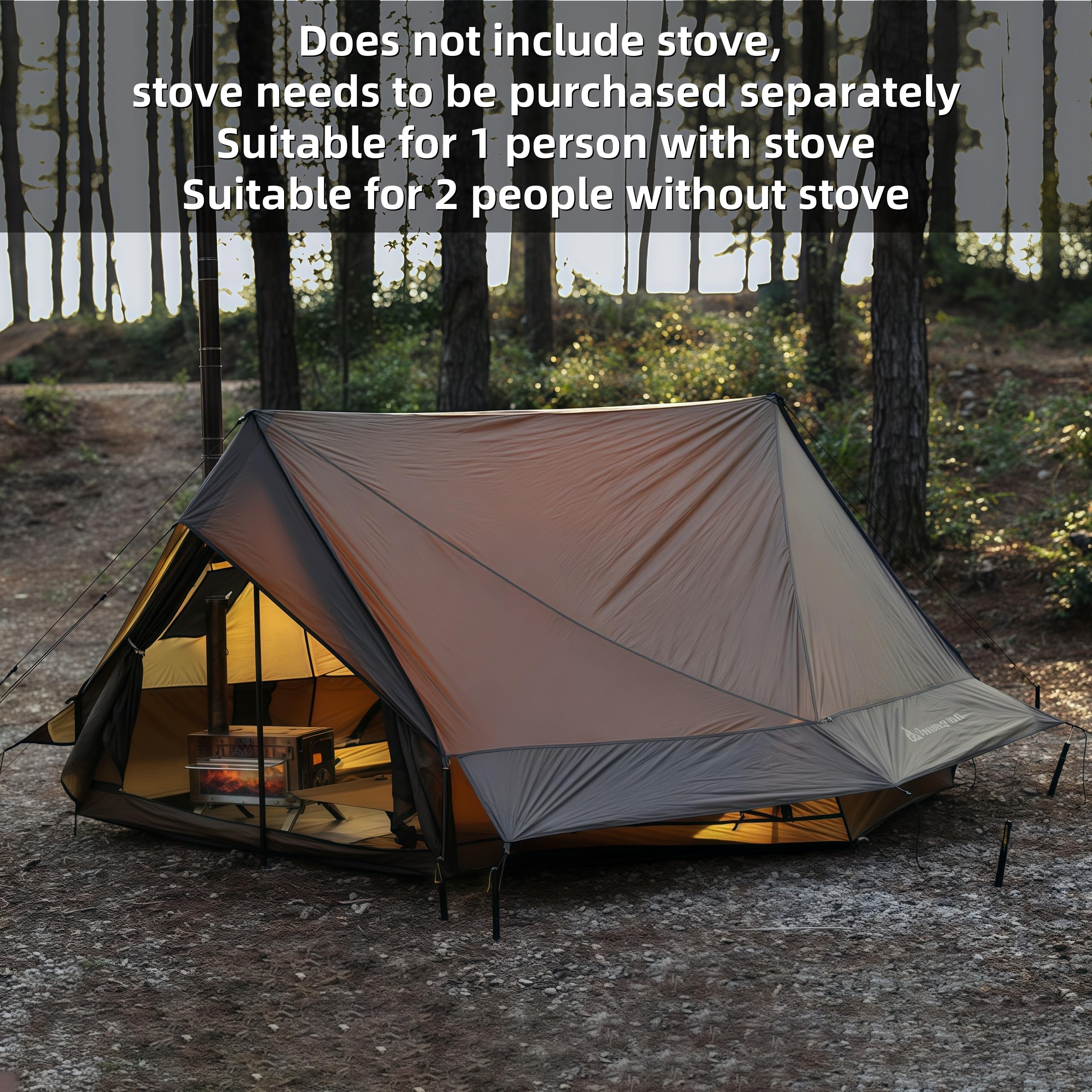 Dandelion Shell hot tent includes a fireproof ground mat for added safety.