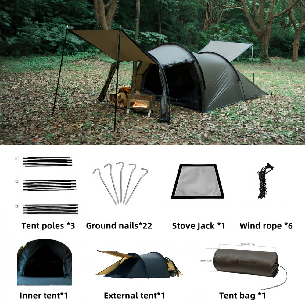 Dandelion shell hot tent waterproof to 3000 mm keeps campers dry