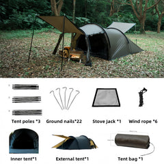 Dandelion shell hot tent waterproof to 3000 mm keeps campers dry