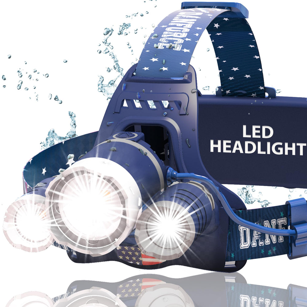 DanForce headlamp 1080-lumen zoom beam for precise outdoor illumination