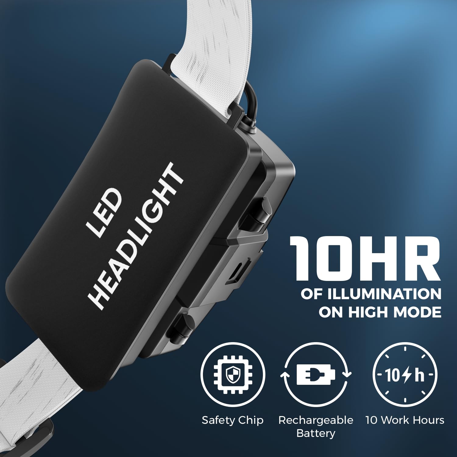 DanForce headlamp adjustable sweat-band for comfortable extended wear.