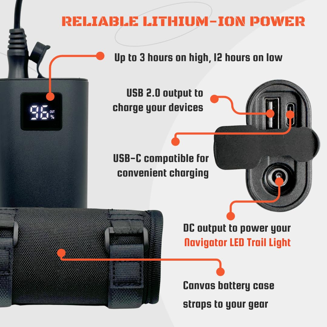 Dango Design Navigator LED with three brightness settings delivering tailored trail illumination.