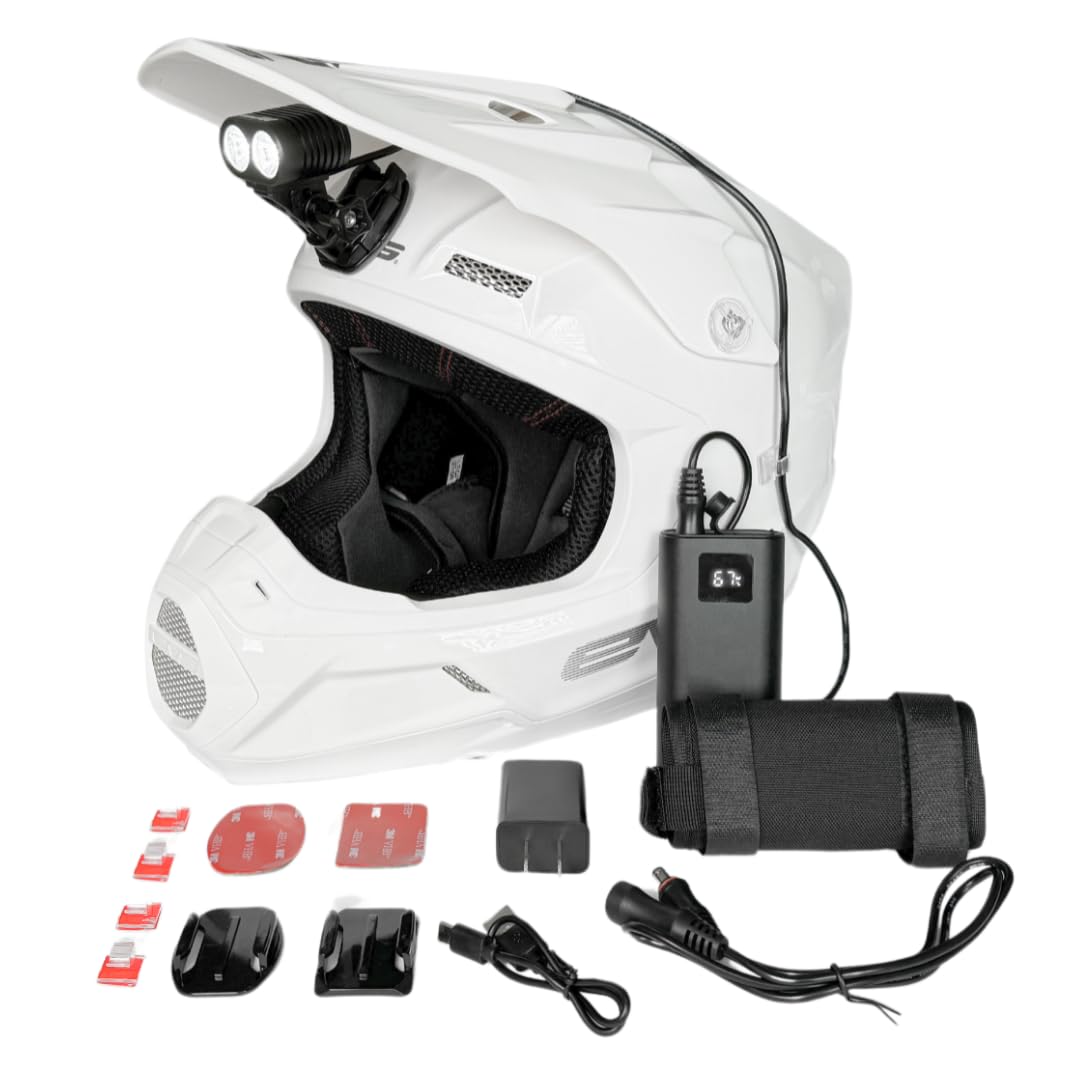 Dango Design Navigator LED Trail Light mounted on helmet for clear trail visibility.