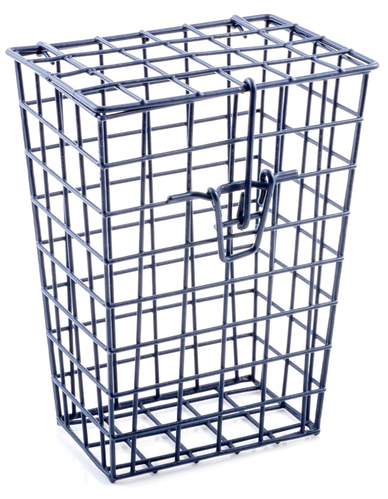 Danielson bait cage opening demonstrates secure bait placement for larger crab catches.
