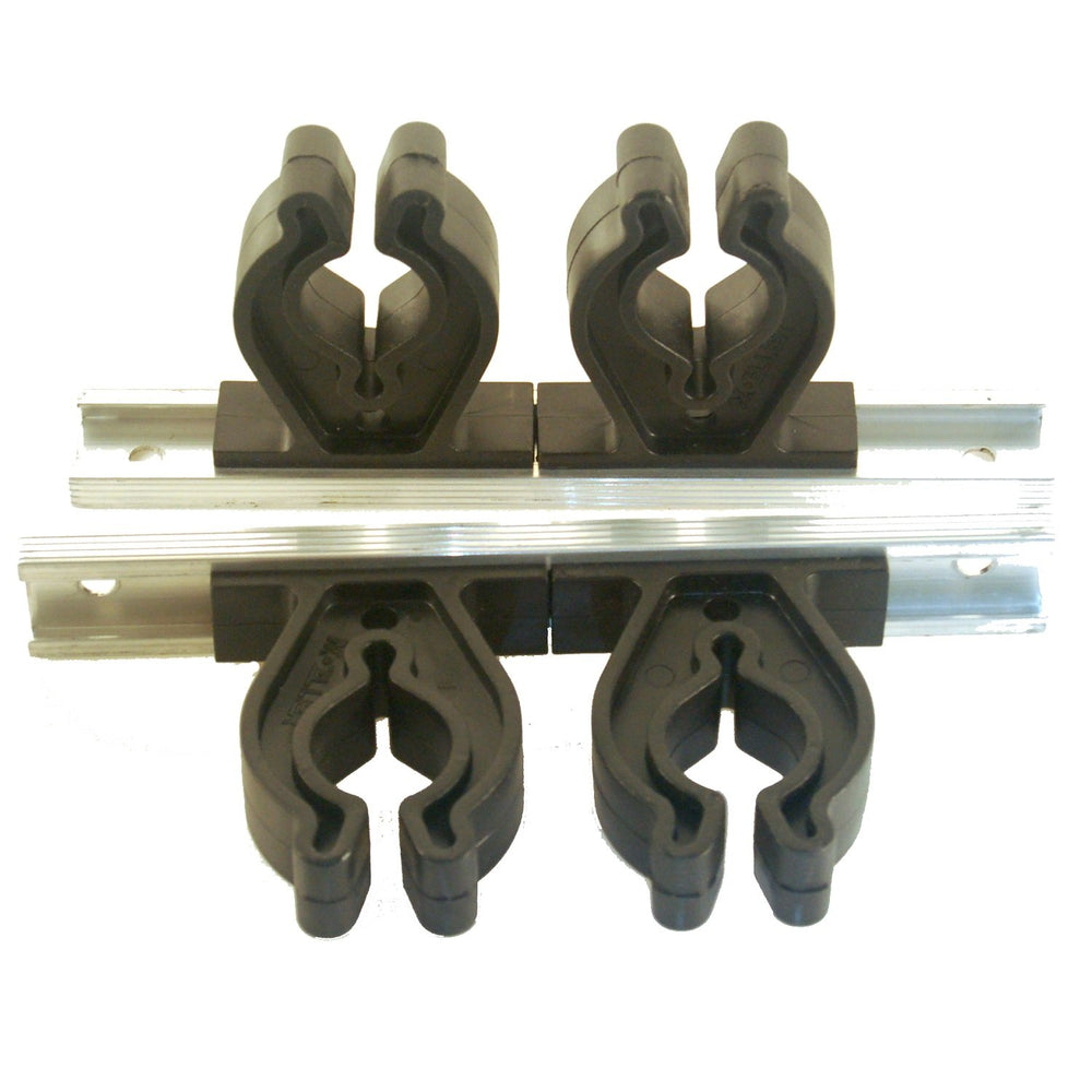 Danielson rod rack with vertical and horizontal mount in multicolor keeps rods organized and accessible.