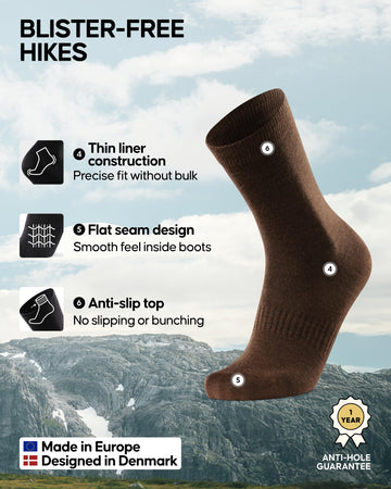DANISH ENDURANCE hiking socks crew shows versatile men-women fit