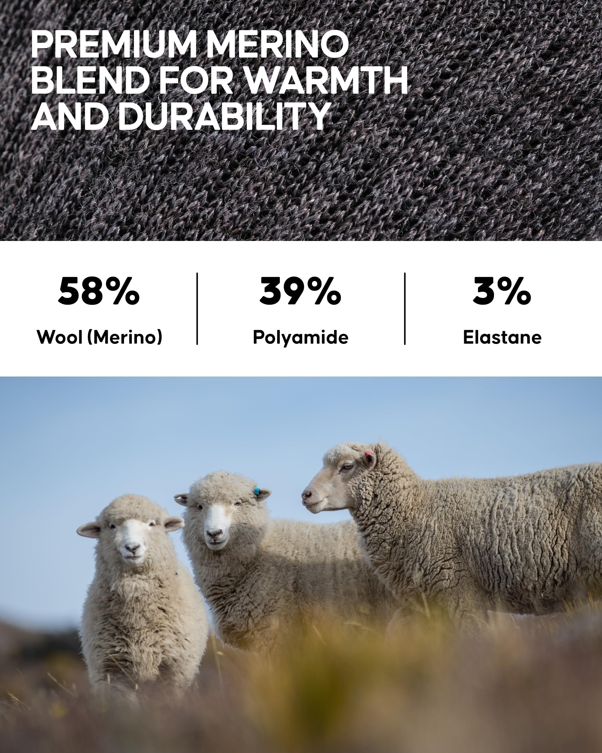 DANISH ENDURANCE men's crew hiking socks brown suitable for all terrains