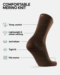 Danish Endurance hiking socks merino liner brown keeps feet warm and dry in variable conditions.