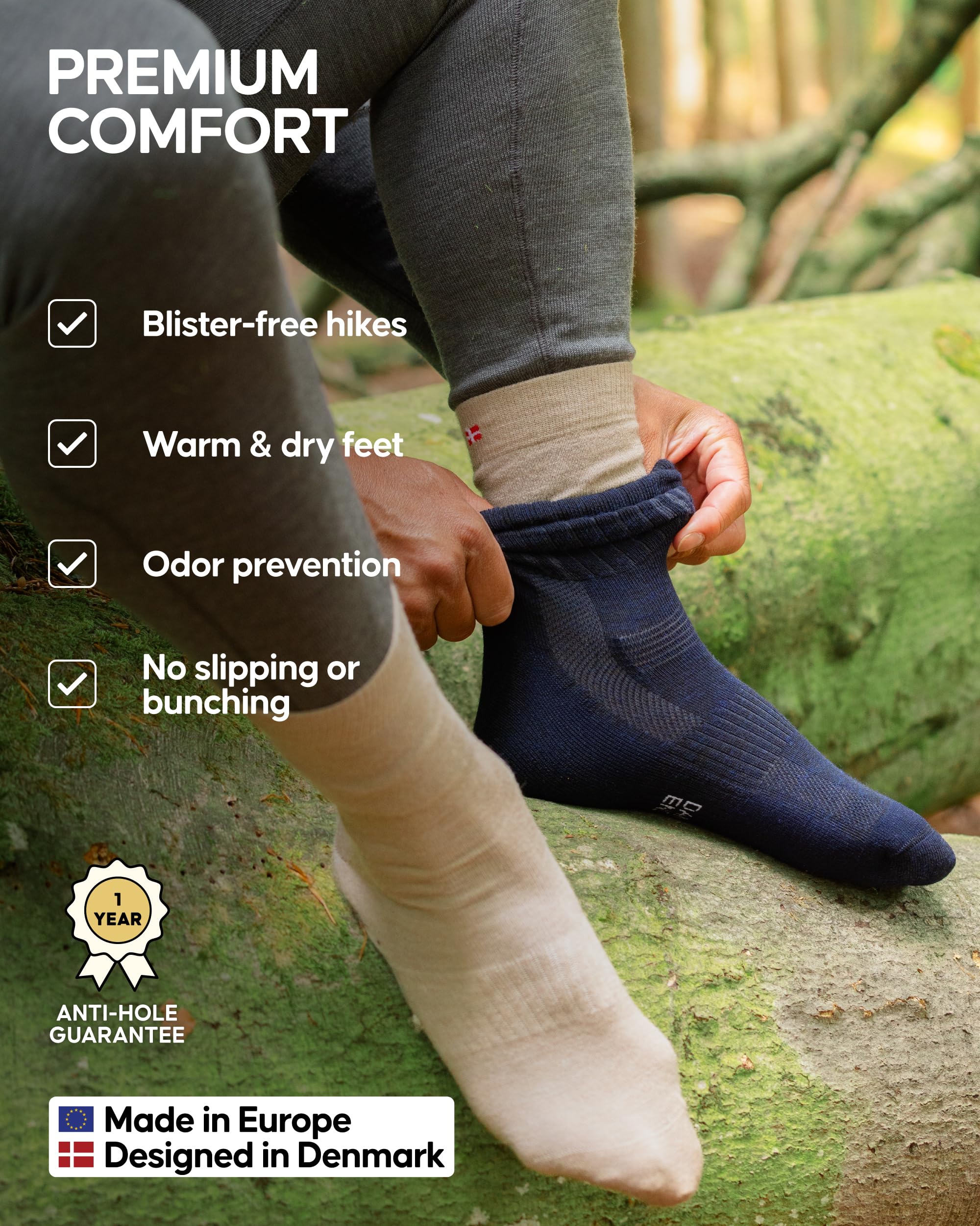 DANISH ENDURANCE women's crew hiking socks blue for comfort