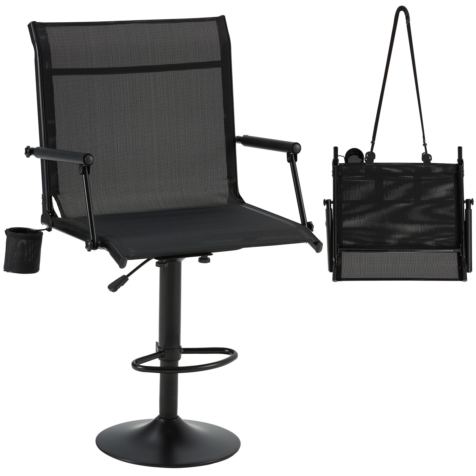 Danrelax tall hunting bar chair with 360° swivel for silent blinds movement.