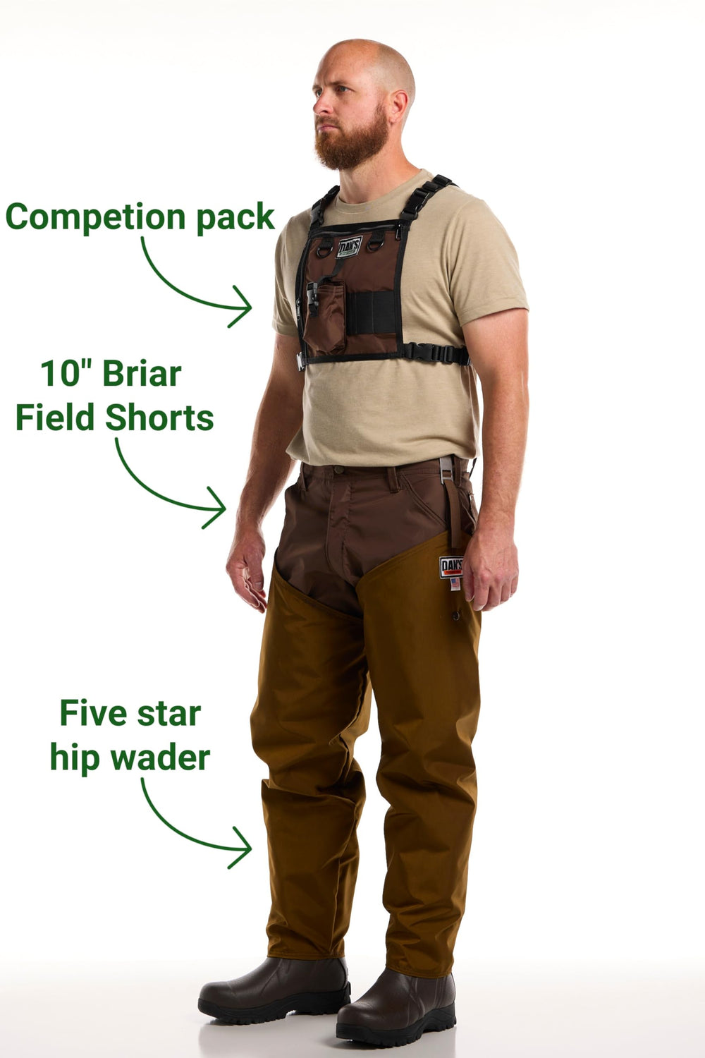 DAN'S Hunting Gear briar protection close-up on wader fabric for durability.
