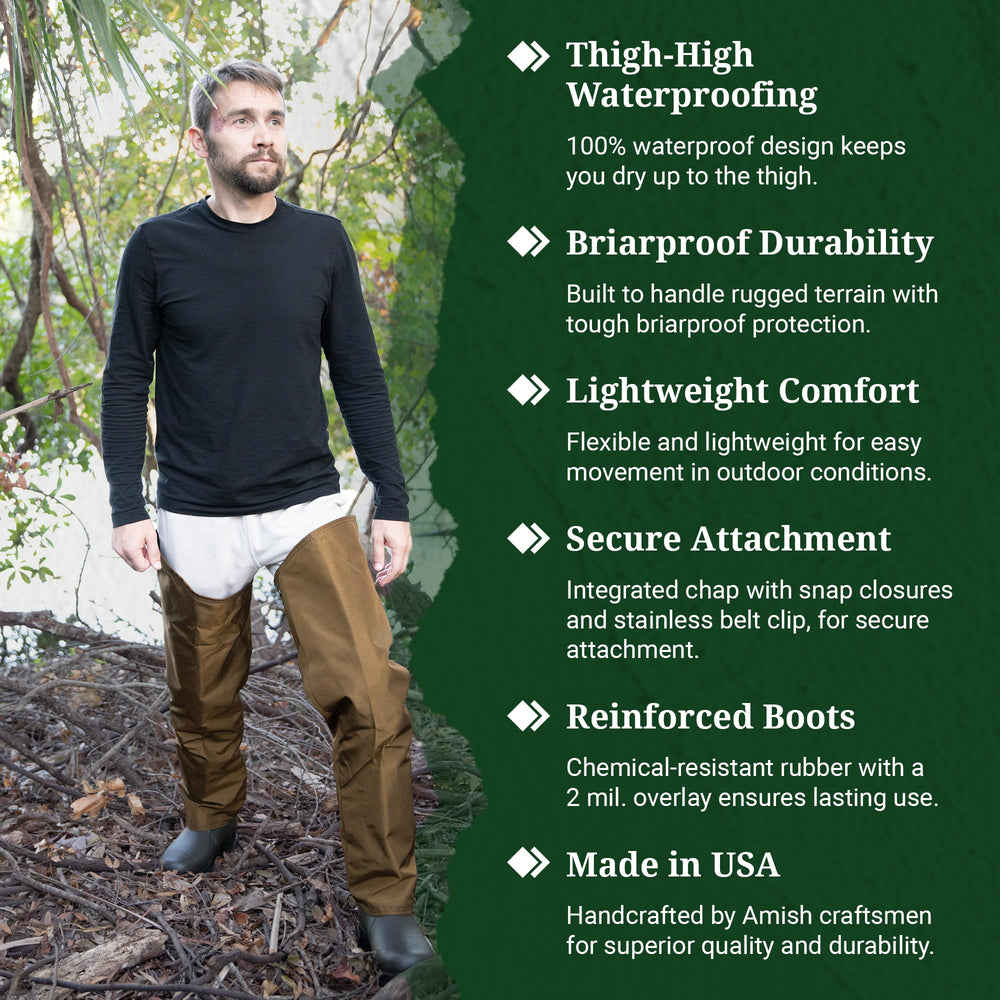 DAN'S Five Star hip wader nylon close-up displaying 420 denier durability.